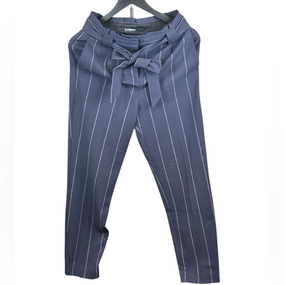 Express Navy Blue Pinstripe High Waist Pants Size 2